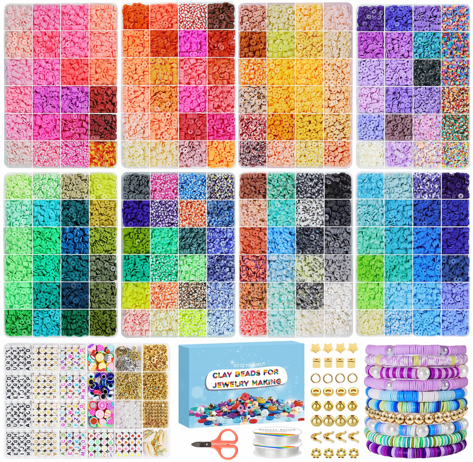 Fournine 31000 Pcs Clay Beads Bracelet Making Kit - 192 Colors DIY Set