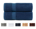 Todocama Set of 2 Large Bath Towels | 100% Cotton 550 GSM – Navy Blue