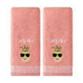 SKL Home Party Pineapple 2-Piece Hand Towel Set | 100% Cotton Coral Pink
