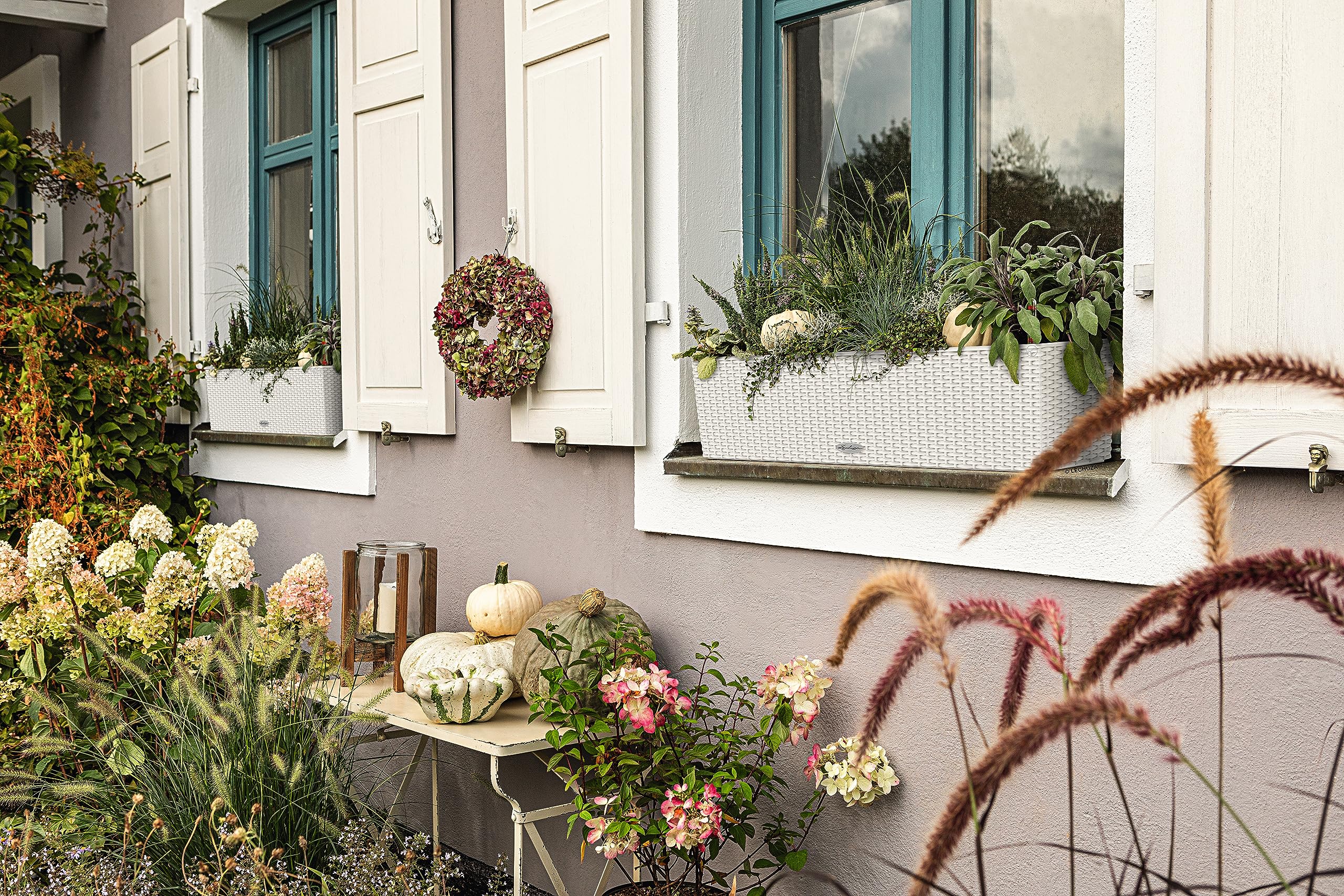 Lechuza BALCONERA Cottage 80 Self-Watering Planter | Rattan Look Box
