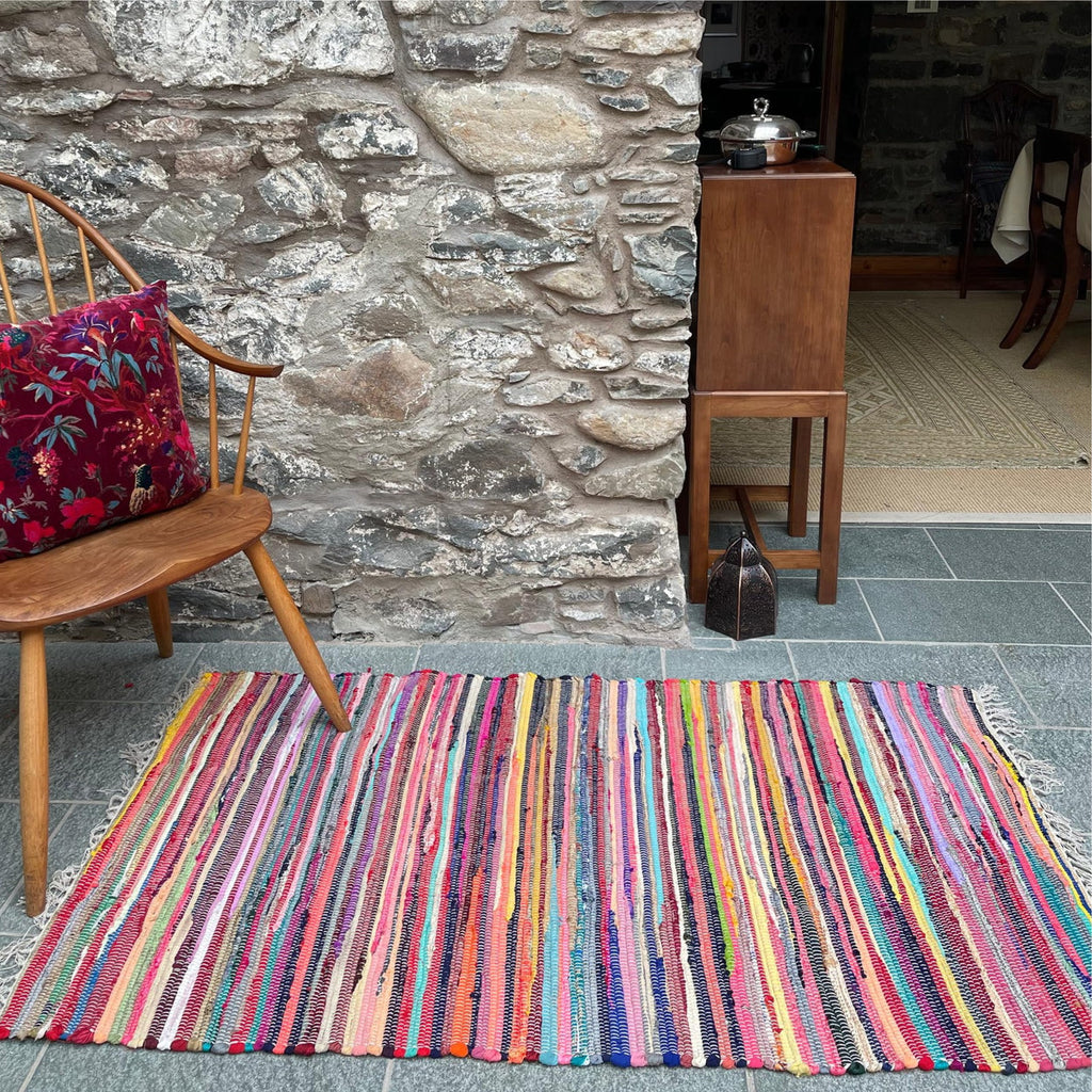 Jolof Store Shanti Multi-Coloured Hand Woven Recycled Rag Rug | 180x180cm