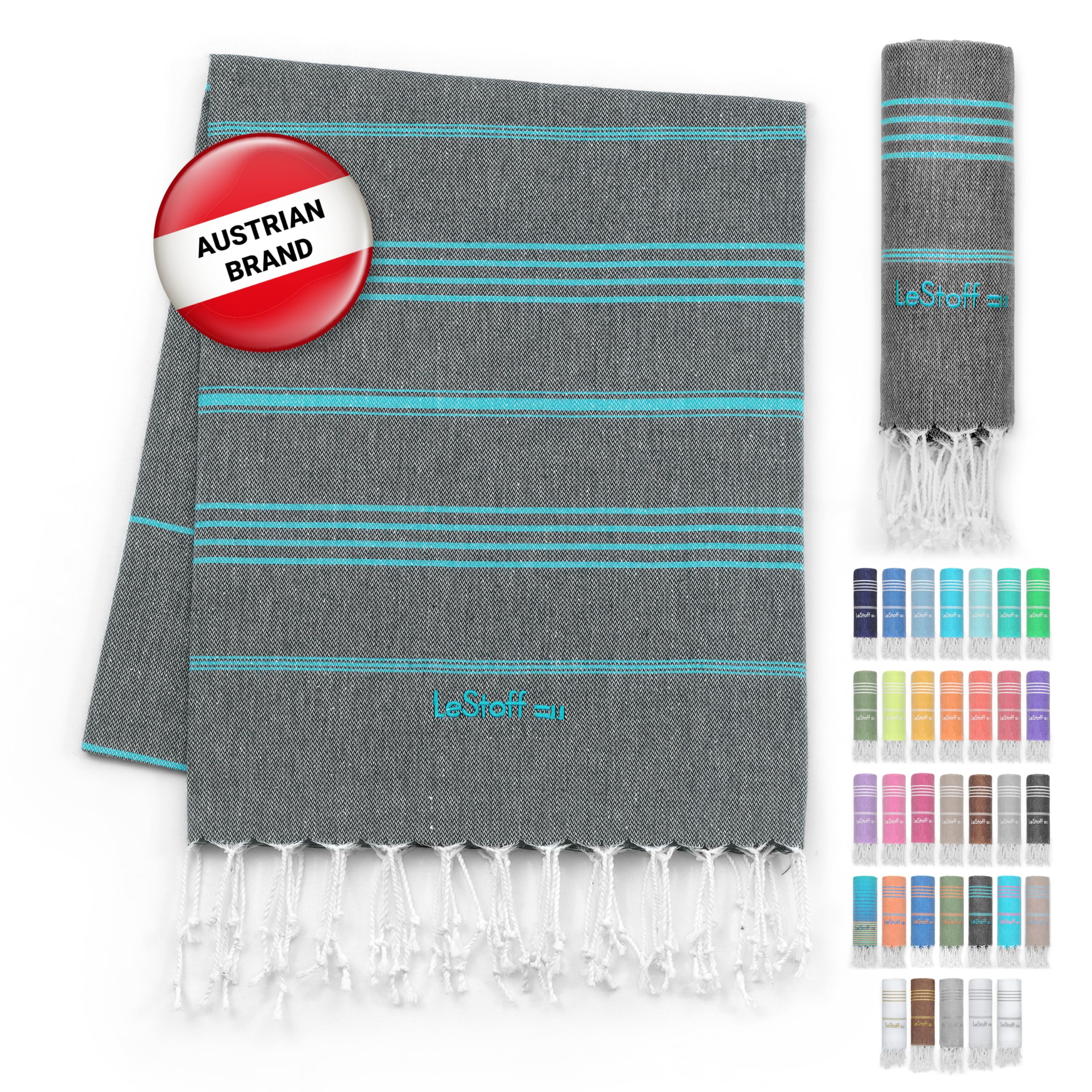 LeStoff Turkish Hammam Towel | 100% Organic Cotton Quick-Dry Peshtemal