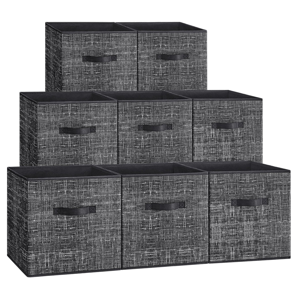 SONGMICS Foldable Storage Cubes | 33cm Fabric Bins - Set of 8 | Ink Black