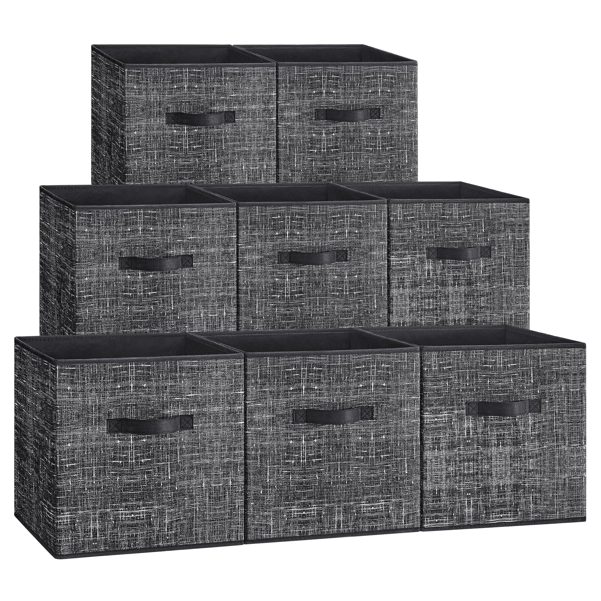 SONGMICS Foldable Storage Cubes | 33cm Fabric Bins - Set of 8 | Ink Black