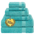 Cotton Paradise 6-Piece Turkish Cotton Bath Towel Set | Turquoise Blue