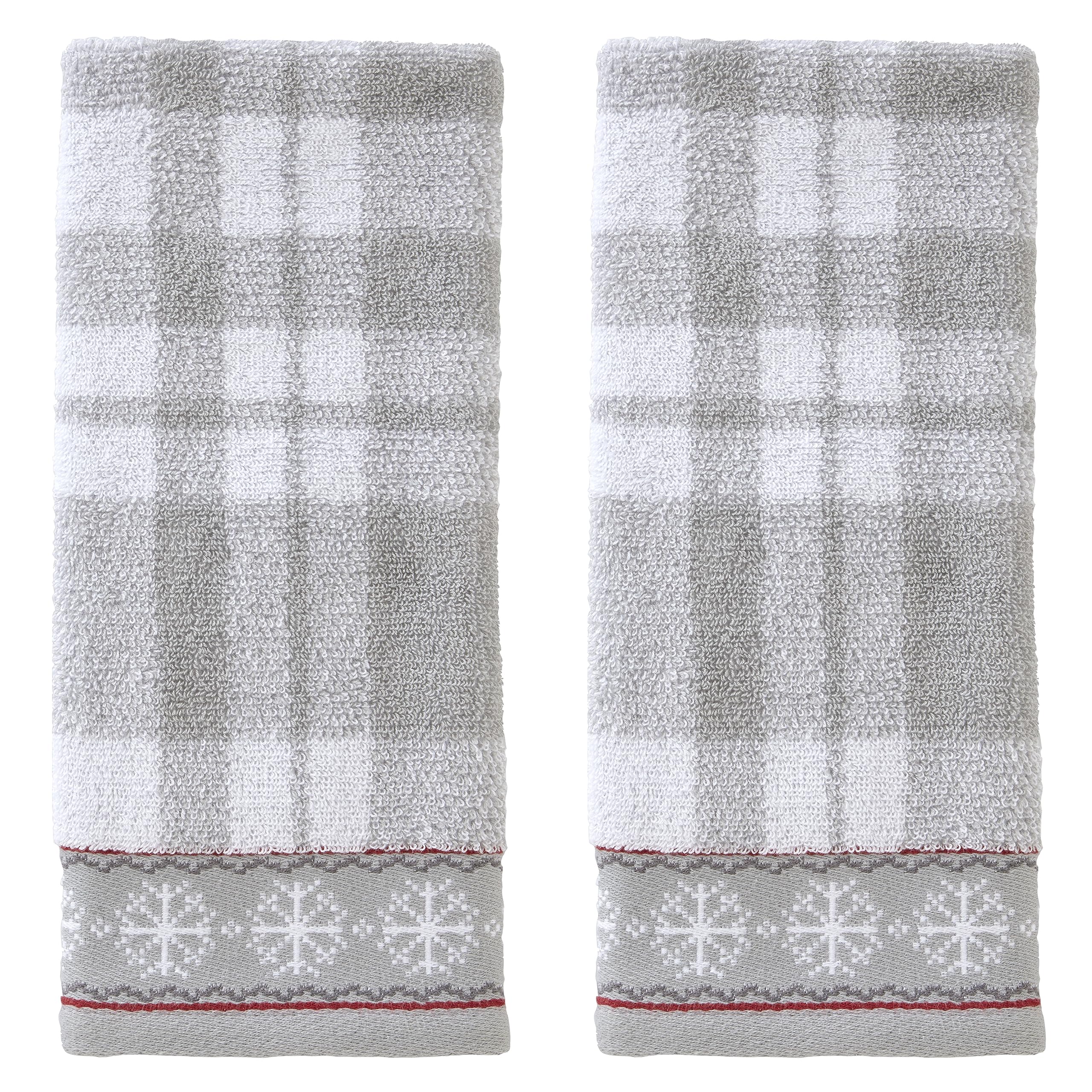 SKL Home Whistler Plaid Cotton Hand Towel Set - Winter Snowflake, 2pk