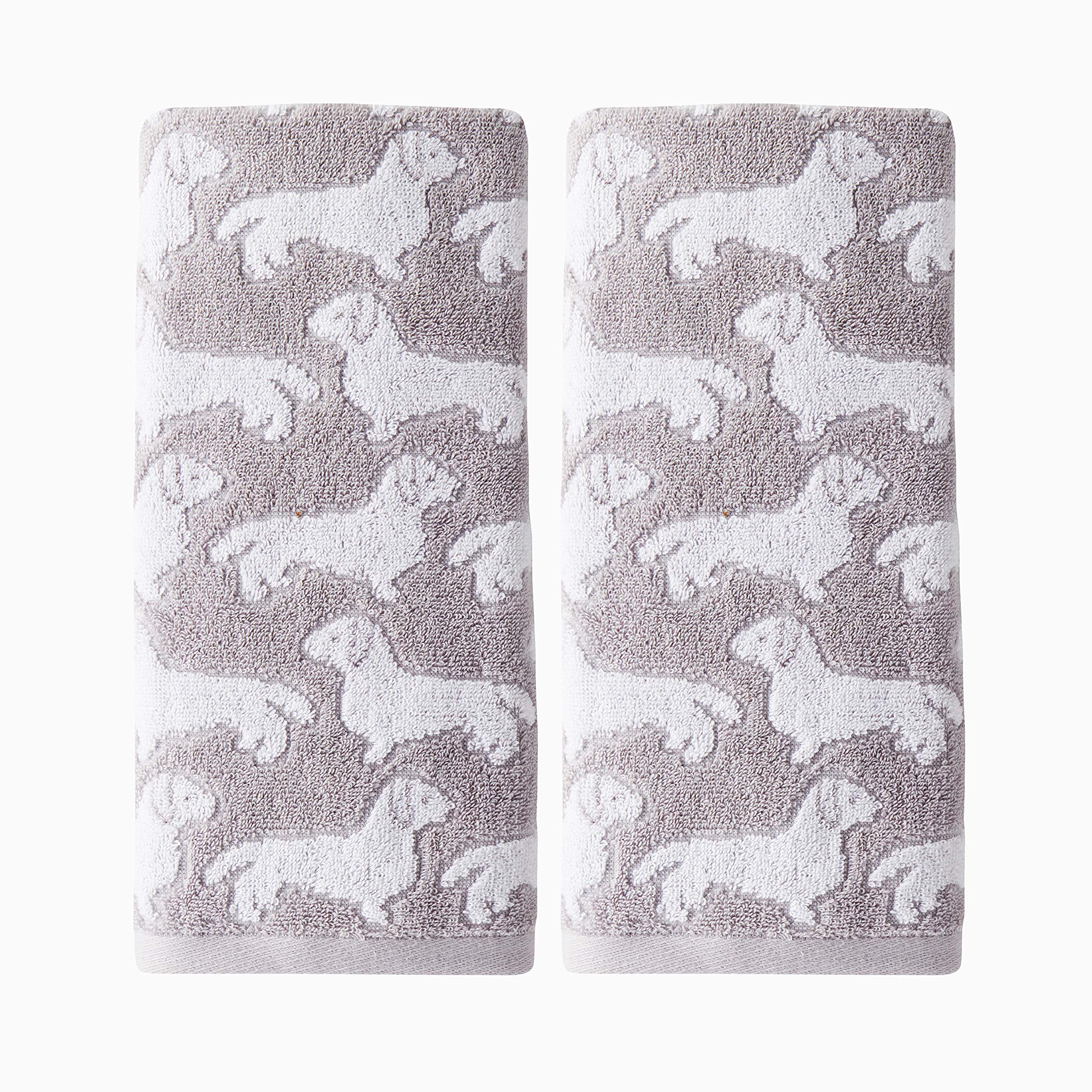 SKL Home Dog Hand Towel Set | 2-Piece Gray 100% Cotton Jacquard