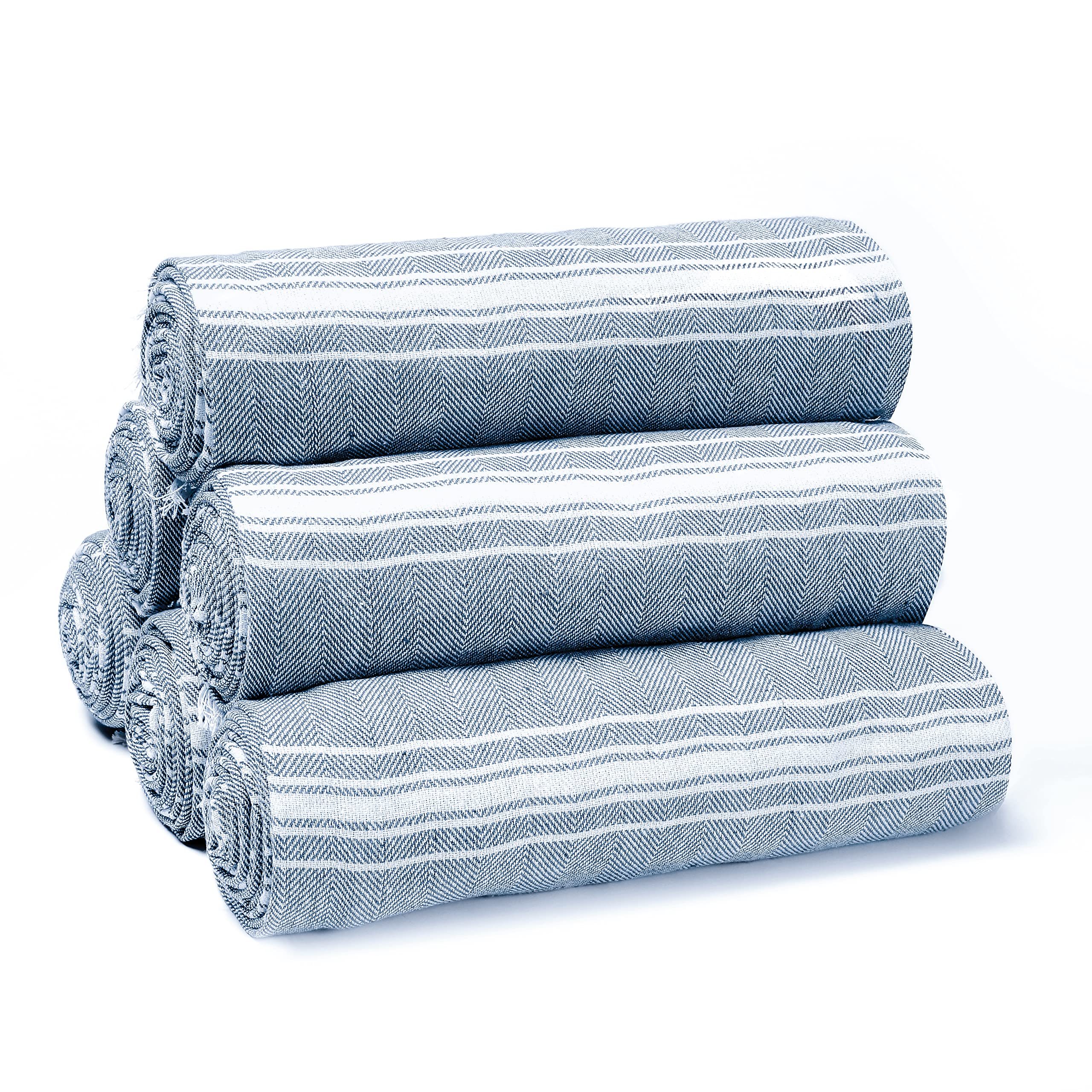 Belizzi Home Turkish Beach Towels – 100% Cotton Chevron Peshtemal, Set of 6