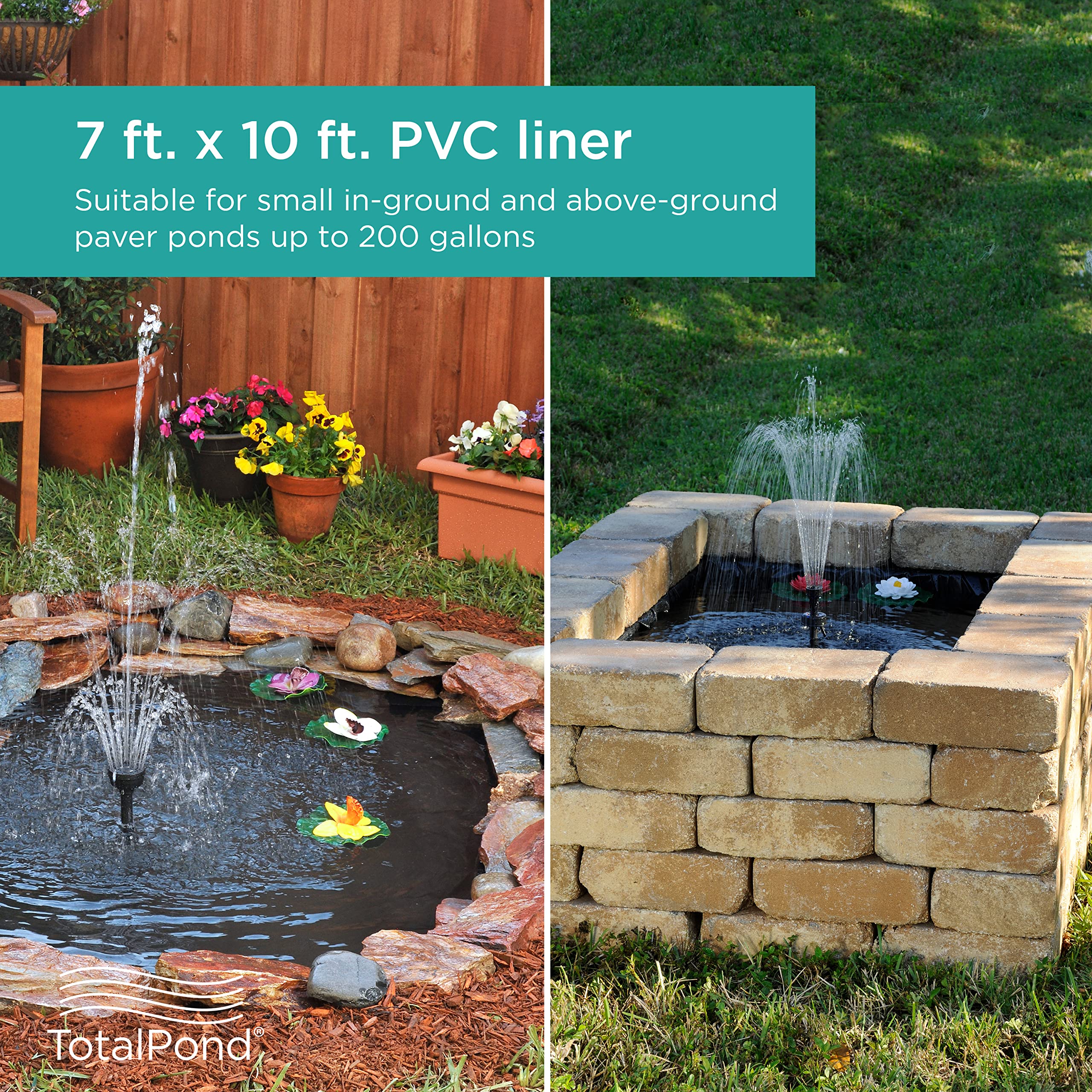 TotalPond 7' x 10' PVC Pond Liner – 14.5 Mil Reinforced Mesh, 200 Gallon