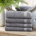 Welhome 100% Cotton Bath Towels – 4-Piece Set, Quick Dry, Slate Grey