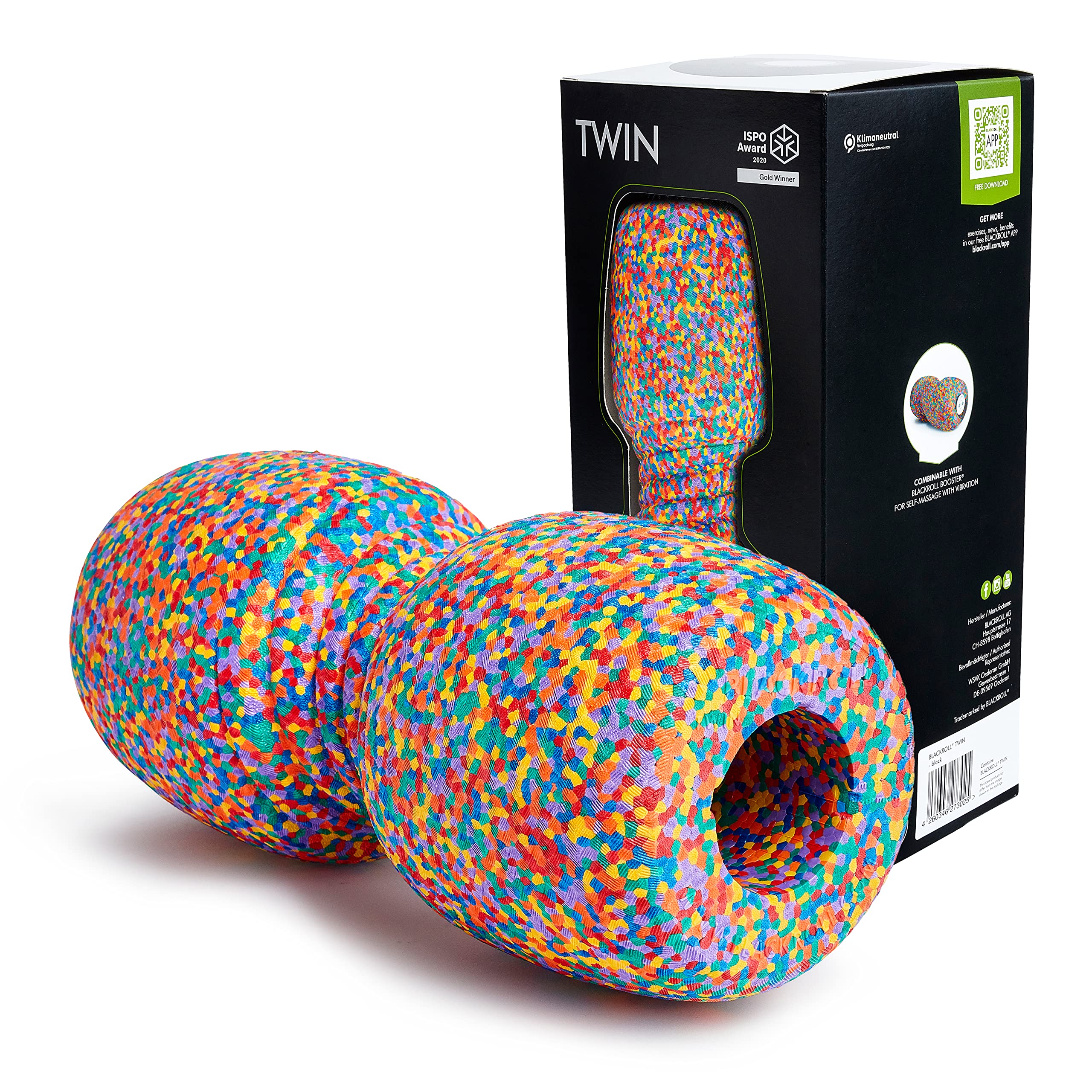 BLACKROLL Twin Fascia Roller – Spine Massage Foam Roller, Rainbow