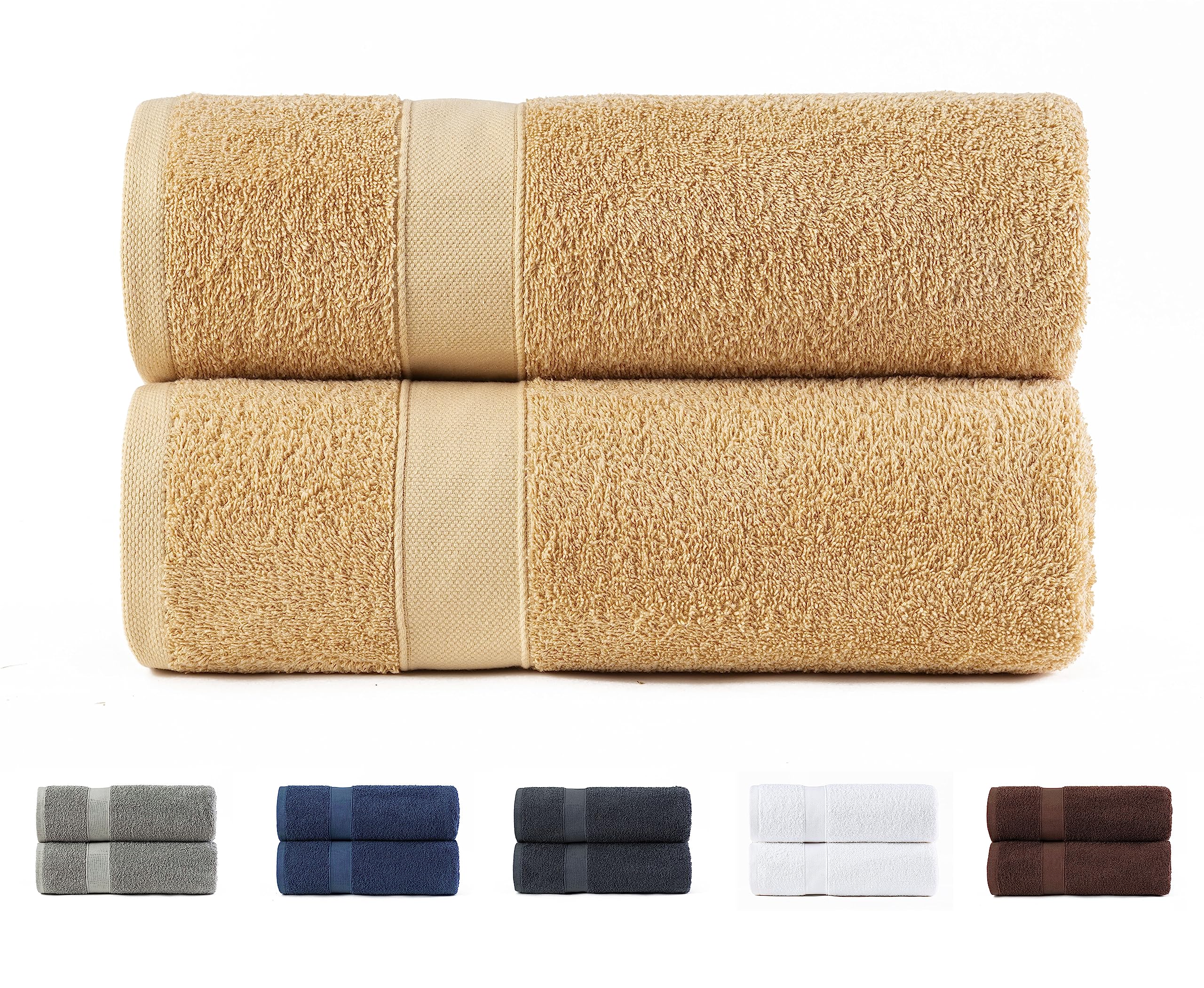 Todocama Set of 2 Shower Towels | 100% Cotton 550 GSM | Beige, 70x140cm