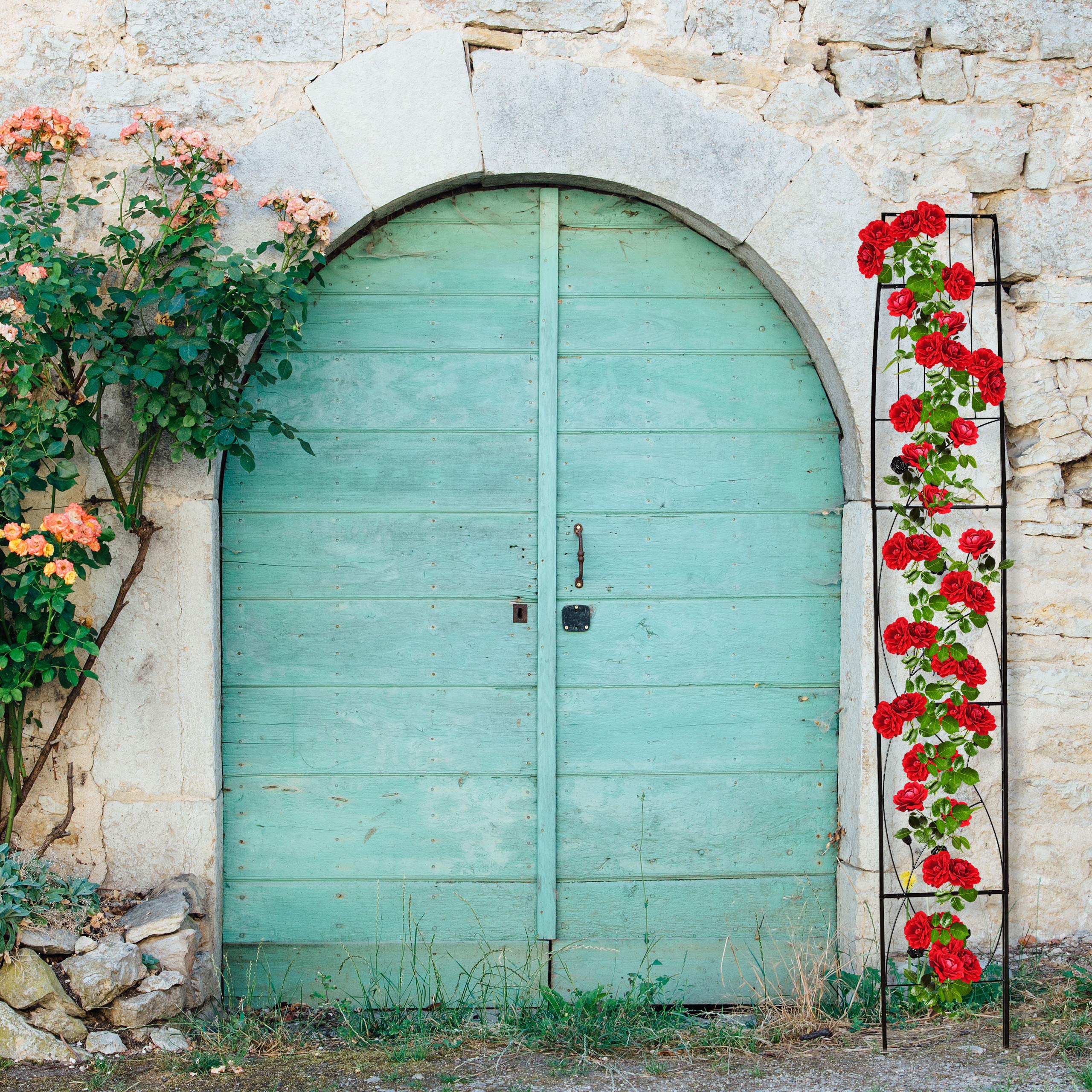 Relaxdays Half Round Garden Arch – Iron Wall-Mounted Rose Trellis, Black