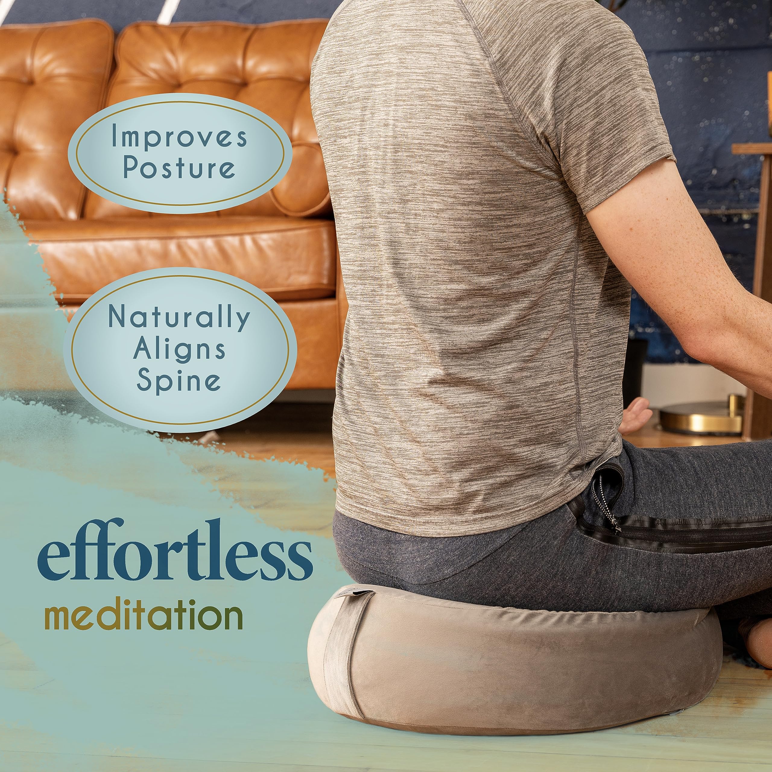 Florensi Meditation Cushion | Velvet Buckwheat Floor Pillow with Lavender
