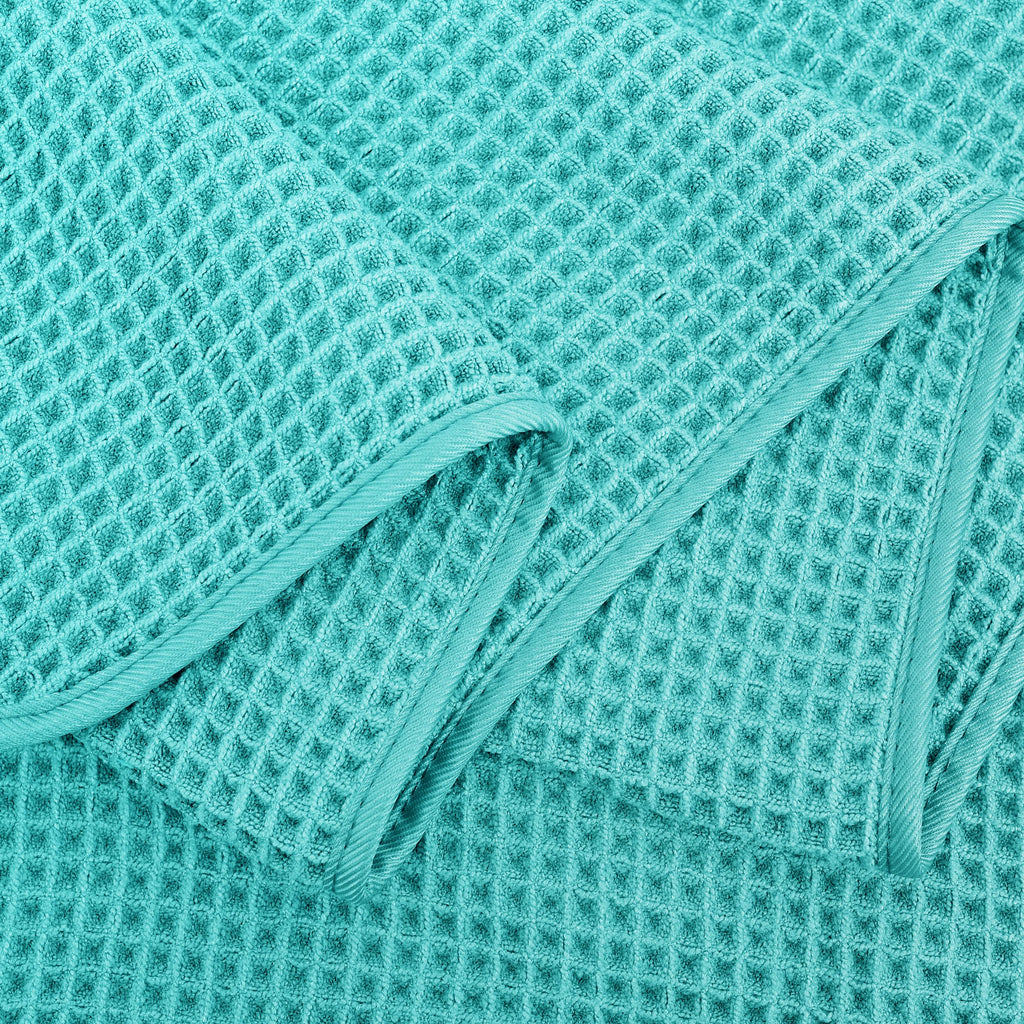 Polyte Microfibre Bath Towels – Quick Dry Waffle Weave, 4 Pack, Aqua