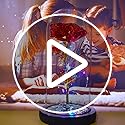 QUELIEN Galaxy Rose in Glass Dome – LED Blue Eternal Flower Gift for Her