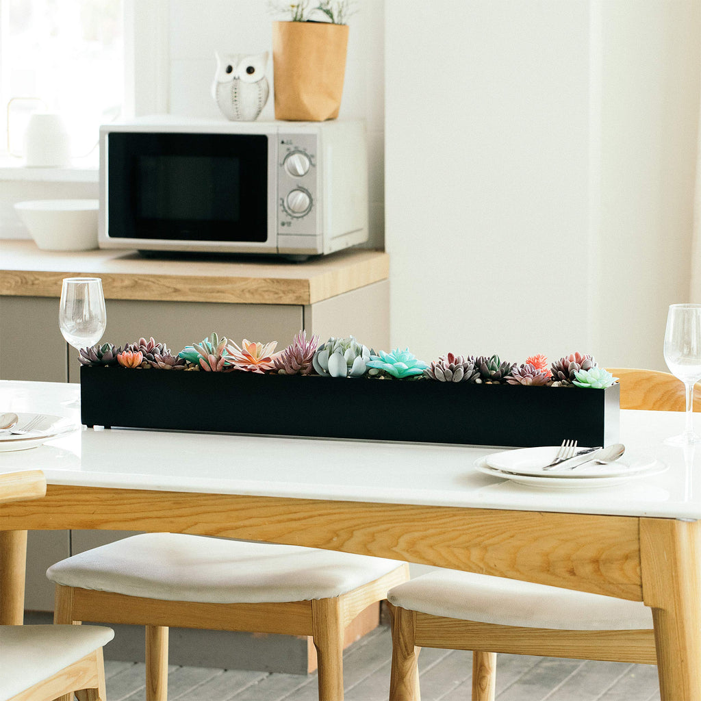 32" Metal Rectangle Planter Box | Matte Black Stainless Steel