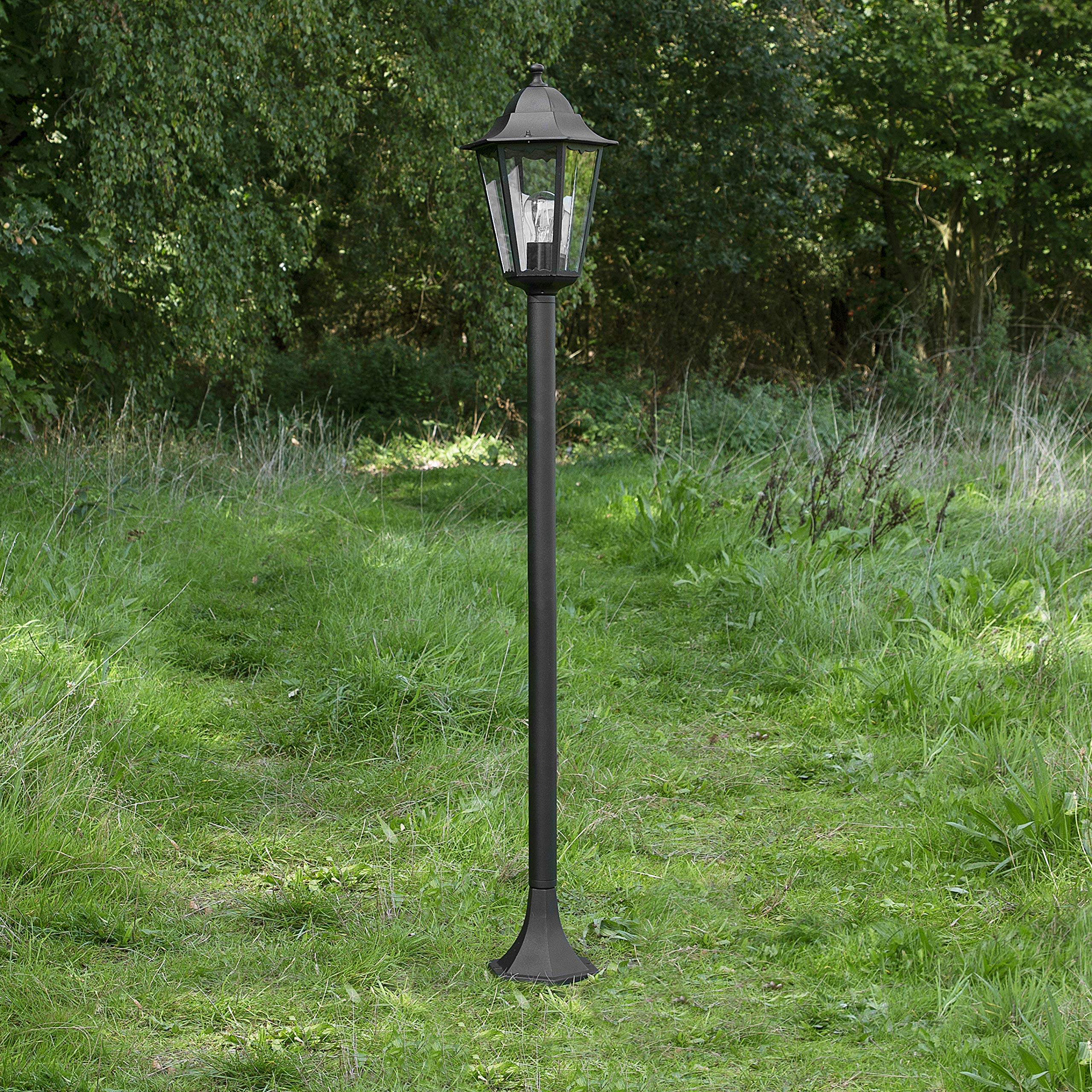 Smartwares Outdoor Garden Post Lantern | 125cm Aluminium & Glass Light