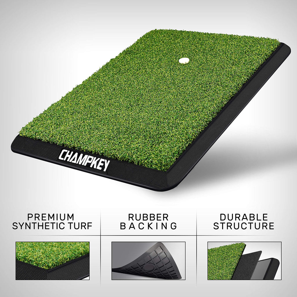 CHAMPKEY Double Sided Golf Chipping Net with Hitting Mat & 12 Balls