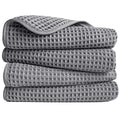 Polyte Microfiber Hand Towels – 4 Pack Waffle Weave Quick Dry Grey