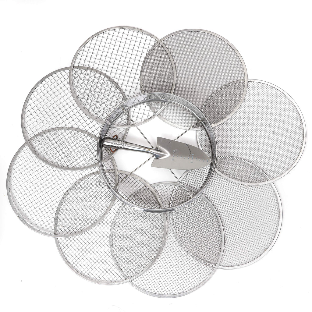 Practicool Stainless Steel Garden Sieve – 8 Mesh Sizes Soil Riddle