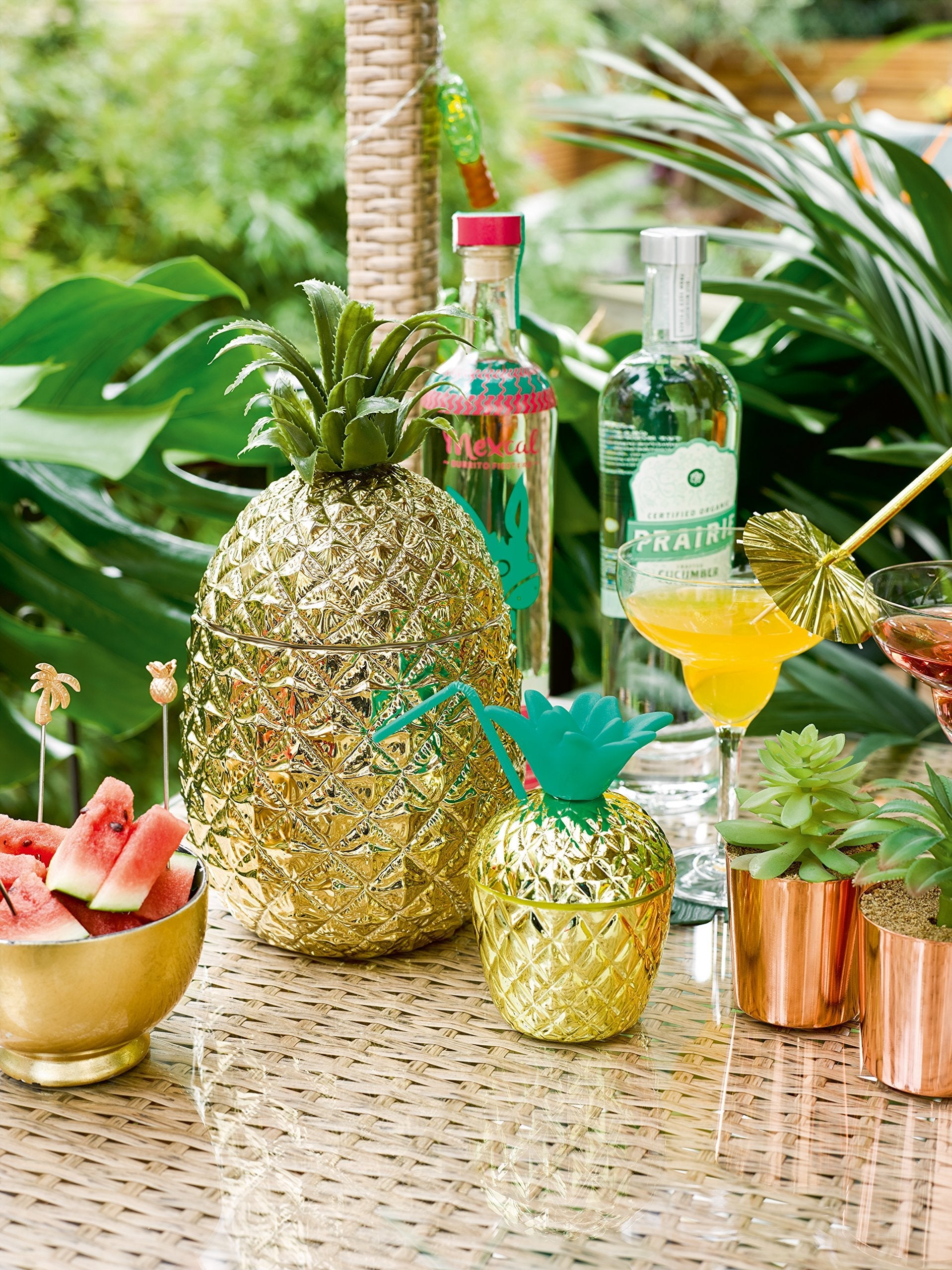 Talking Tables Gold Pineapple Ice Bucket with Lid – Double Walled Dolomite