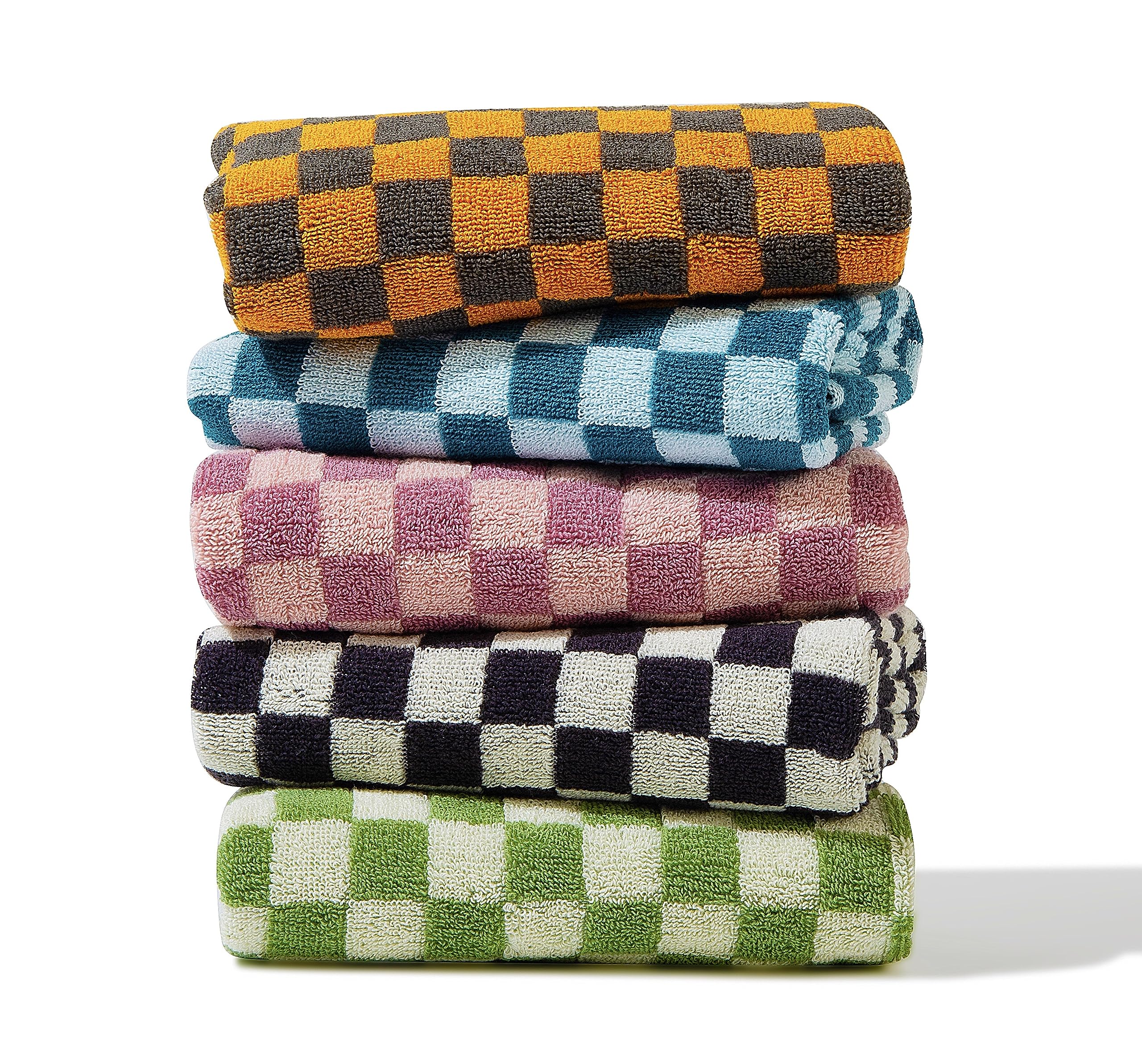 Madi-Cadi Checkered Cotton Hand Towels – 5-Pack Soft Absorbent Set