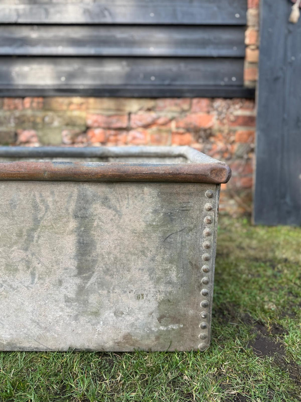 Vintage Long Galvanised Trough Planter /  Raised Bed Fish Pond Plant Tree Pot GG
