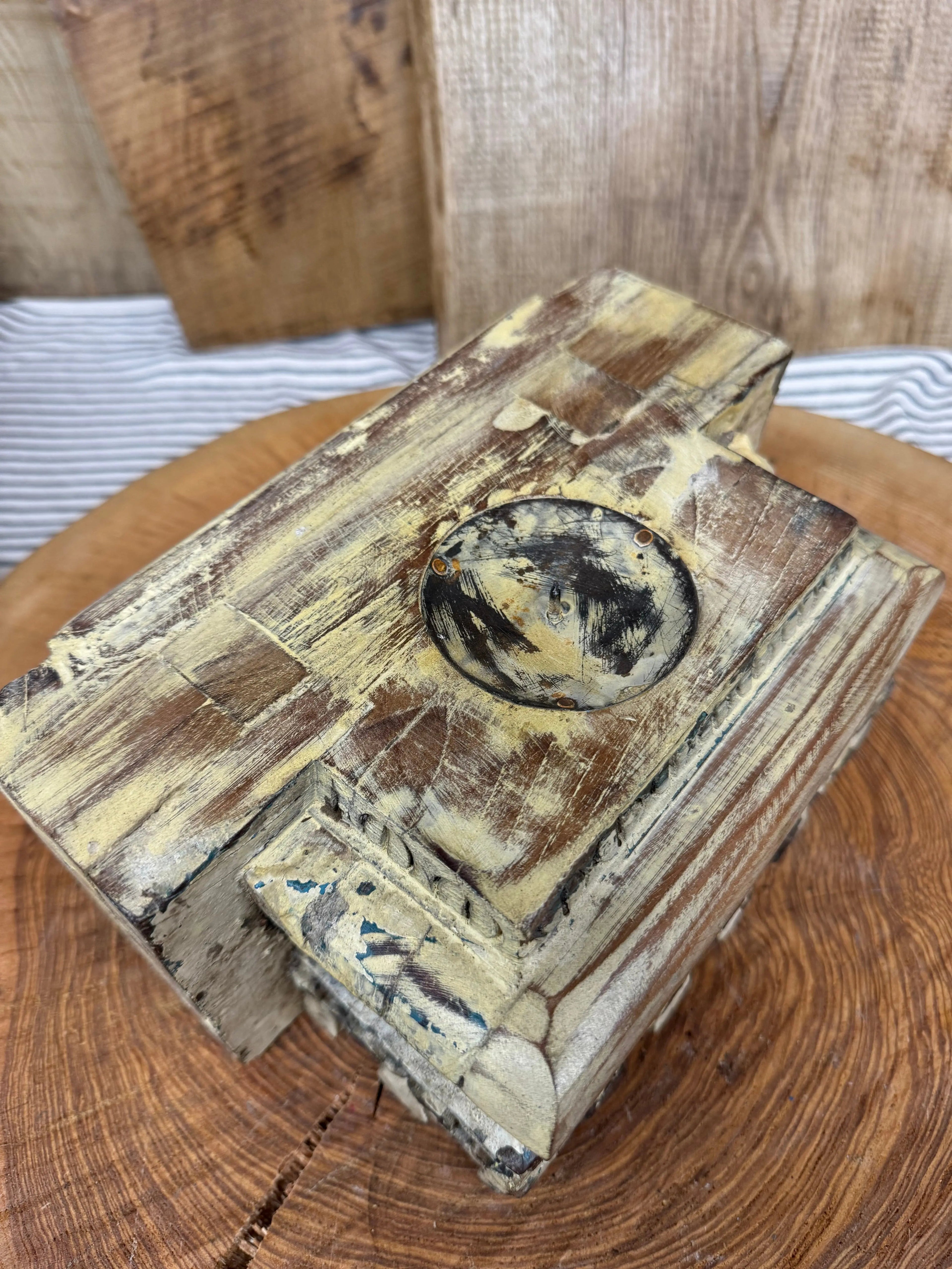 Indian Pillar Candle Holder – Rustic Reclaimed Wood Farmhouse Decor