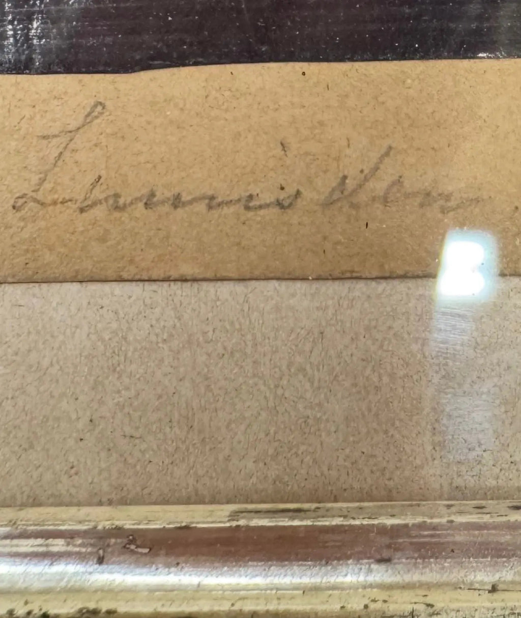 Antique 19thC Silhouette Portrait in Oak Frame – Family Scene, Signed & Rare