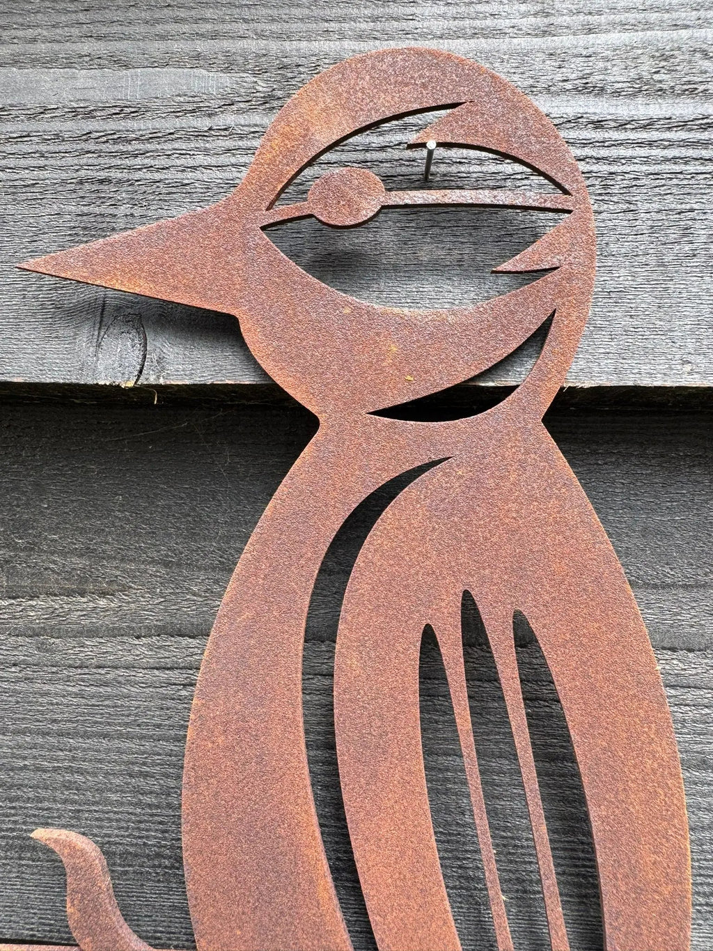 Rusty Metal Woodpecker Garden Decoration | Steel Outdoor Art by RWN