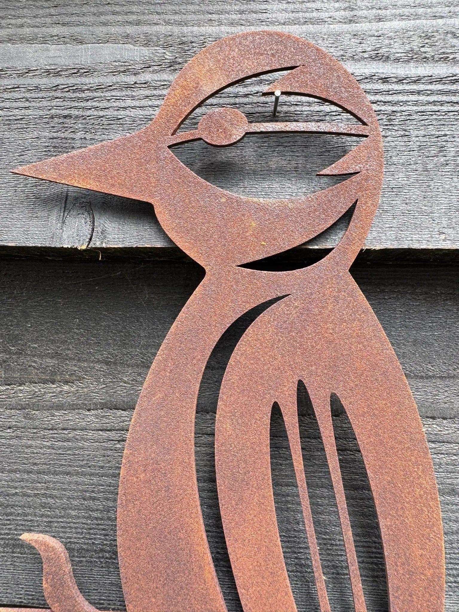 Rusty Metal Woodpecker Garden Decoration | Steel Outdoor Art by RWN