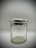 Antique Solid Sterling Silver Topped Cut Glass Pot  / Inscribed With Milly