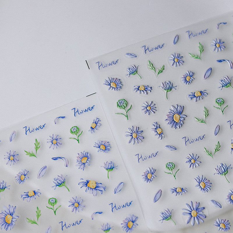 LuLuFun Studio Purple Daisy Nail Deco Stickers – Floral Nail Art Decals