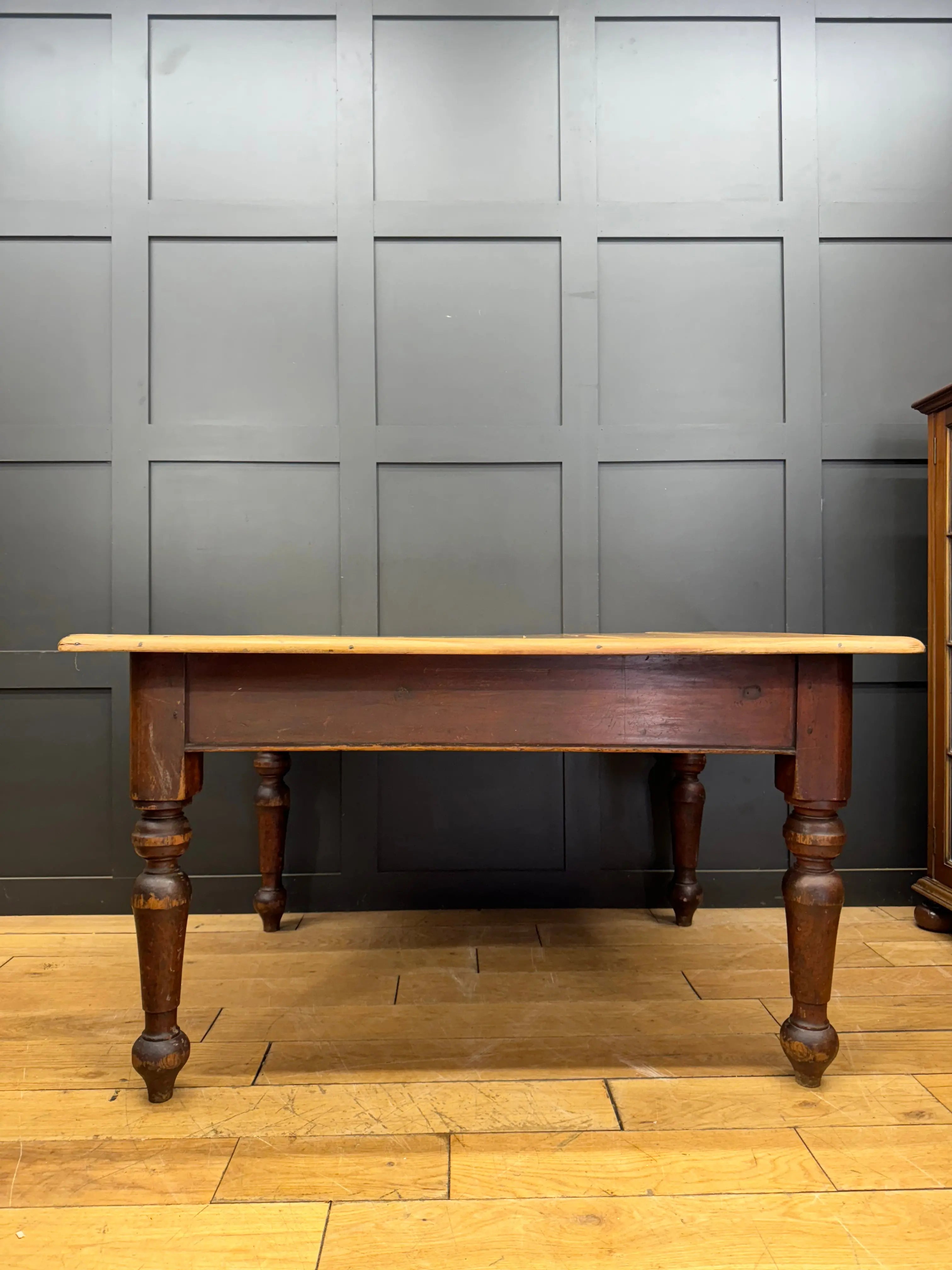 Antique Pine Dining Table / Victorian Kitchen Table / Rustic Farmhouse Pine Desk