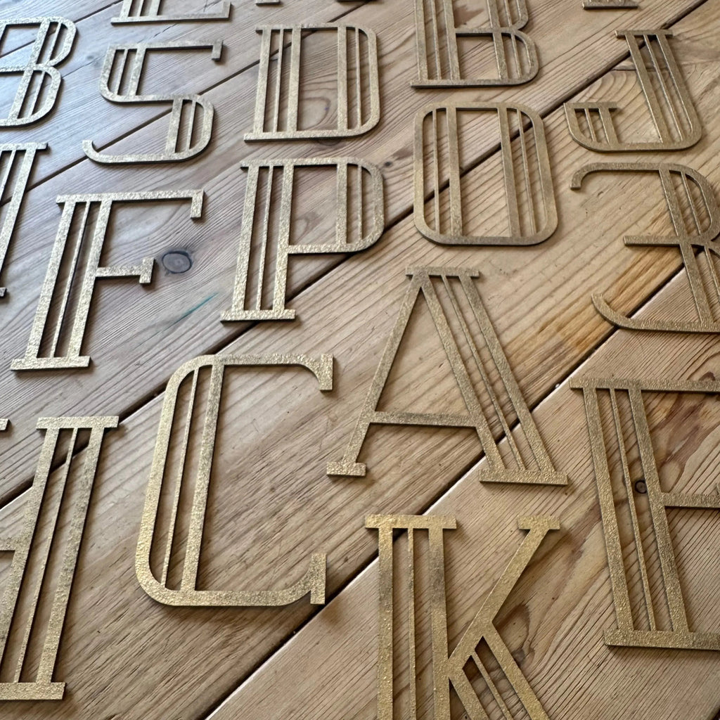 Rustic Warehouse Gold Art Deco Metal Alphabet Letters for House Signs