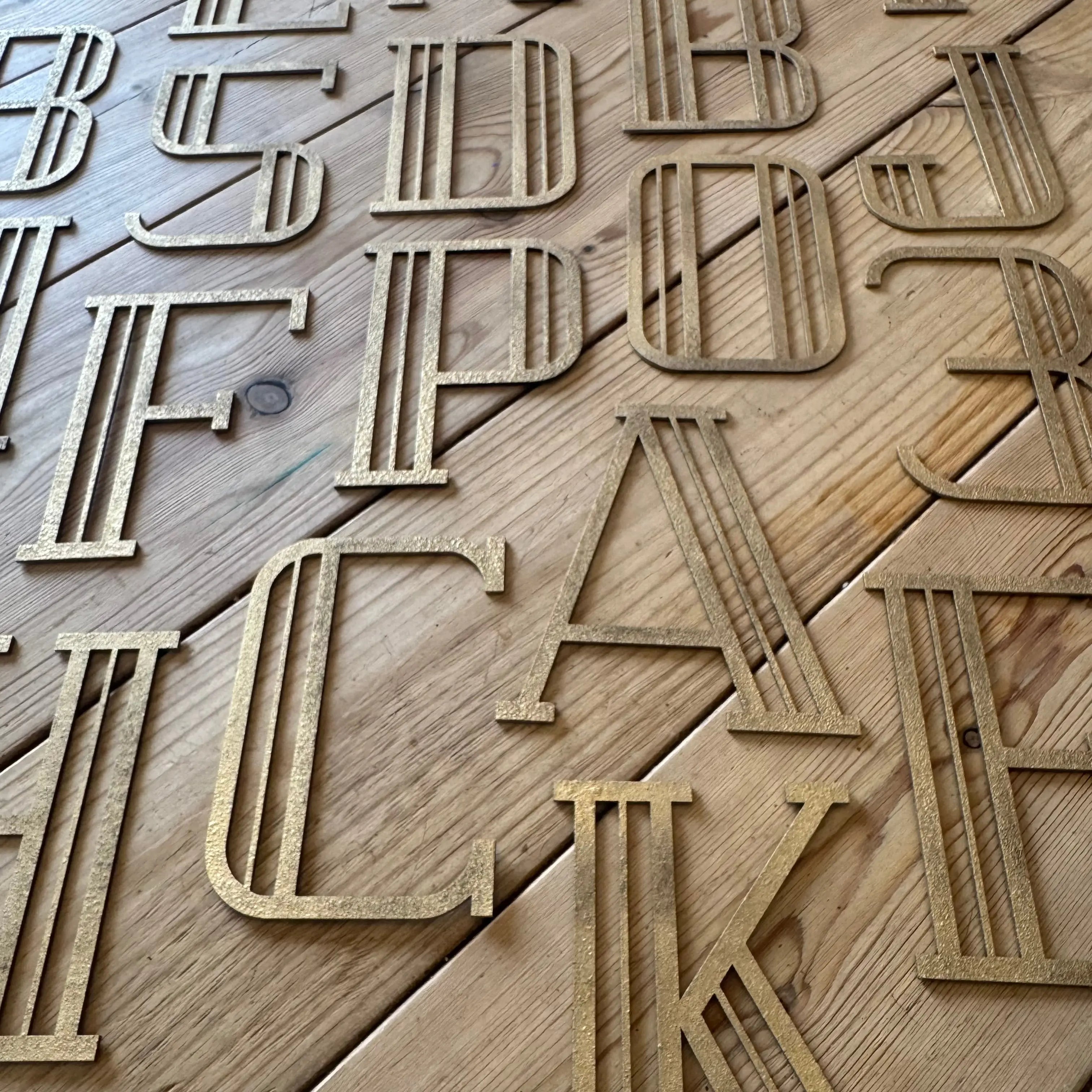Rustic Warehouse Gold Art Deco Metal Alphabet Letters for House Signs