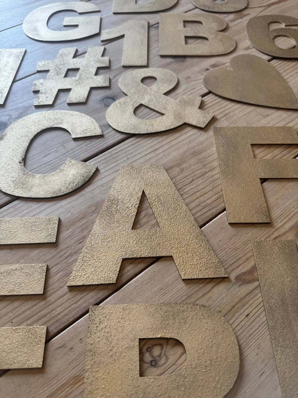 Rustic Warehouse Gold Metal Alphabet Letters – Vintage Fat Font Signage