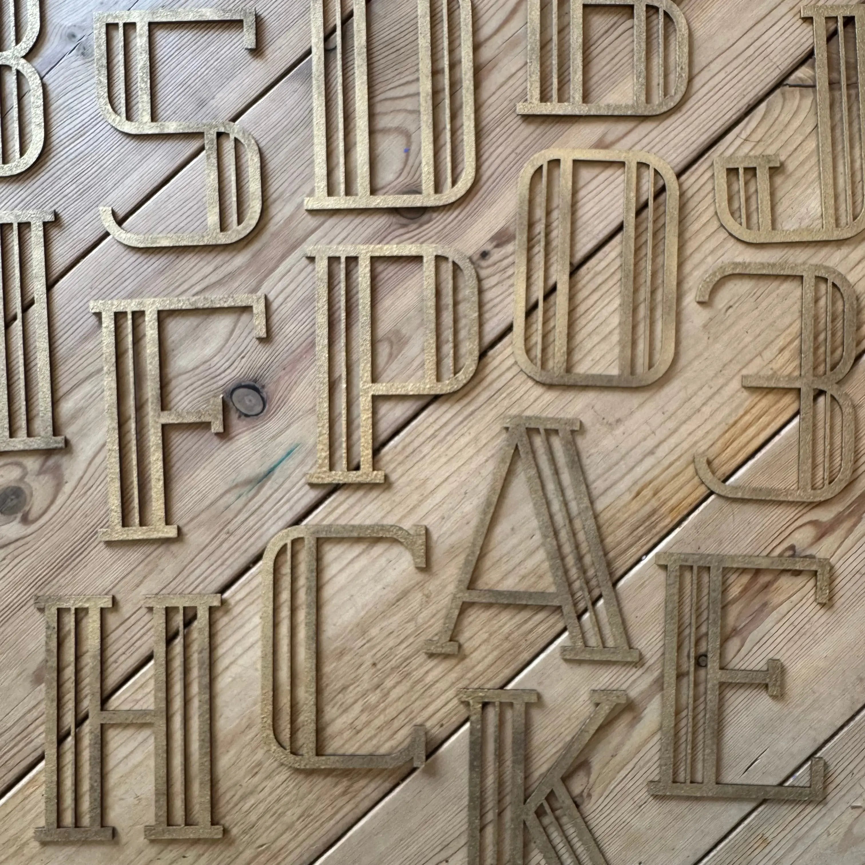Rustic Warehouse Gold Art Deco Metal Alphabet Letters for House Signs