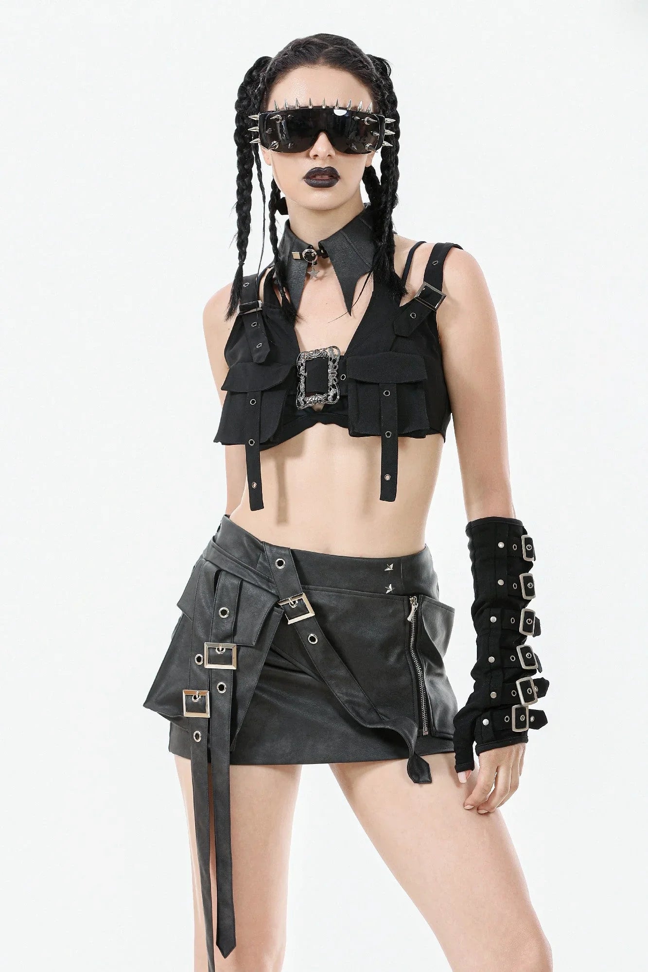 Dark in Love Belladonna Batwing Star Charm Collar – Goth Faux Leather