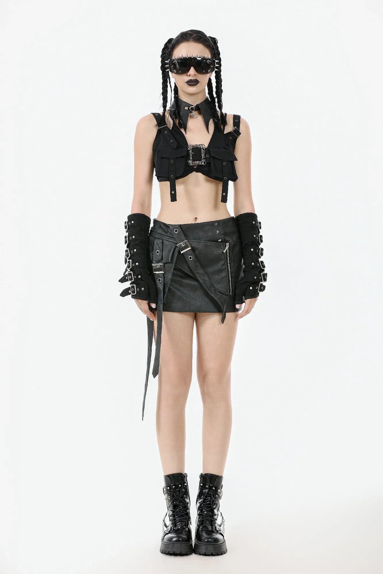Dark in Love Belladonna Batwing Star Charm Collar – Goth Faux Leather