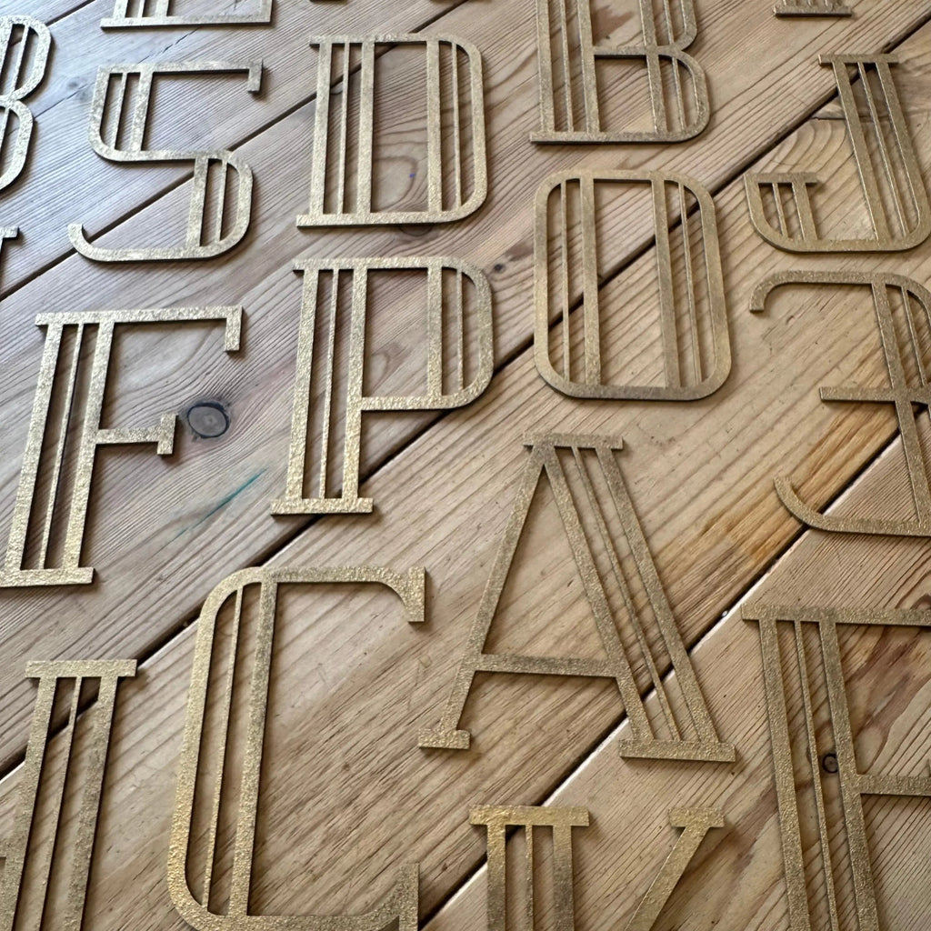 Rustic Warehouse Gold Art Deco Metal Alphabet Letters for House Signs