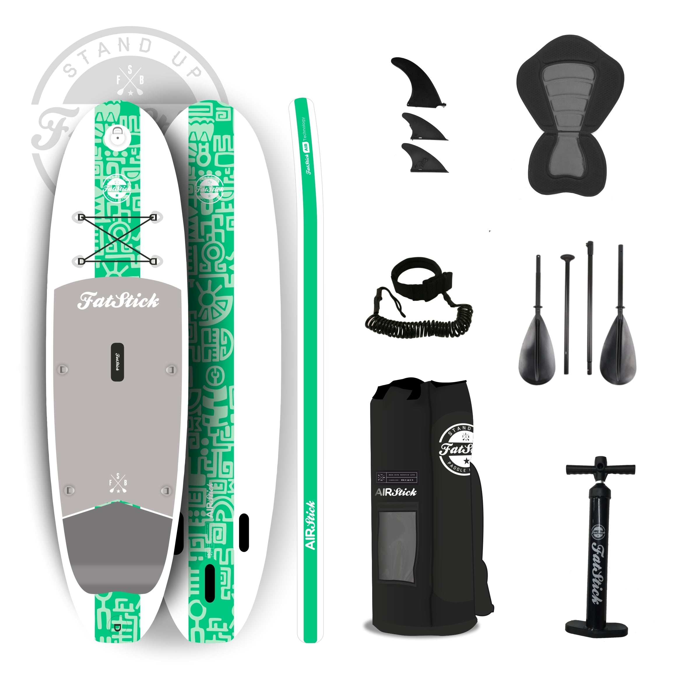 FatStick AirStick 10'6 Inflatable Paddle Board & Kayak Hybrid with Seat