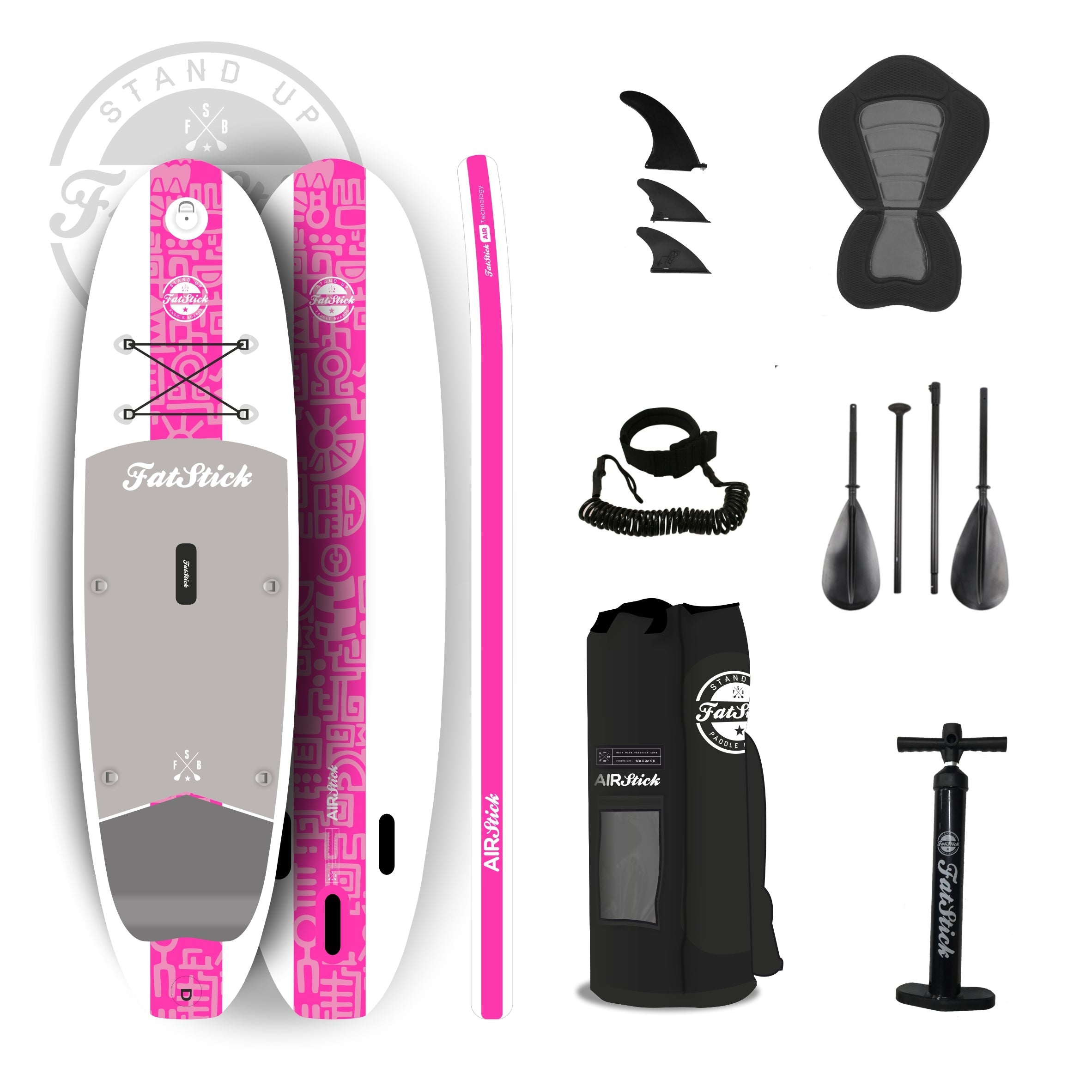 FatStick AirStick 10'6 Inflatable Paddle Board & Kayak Hybrid with Seat