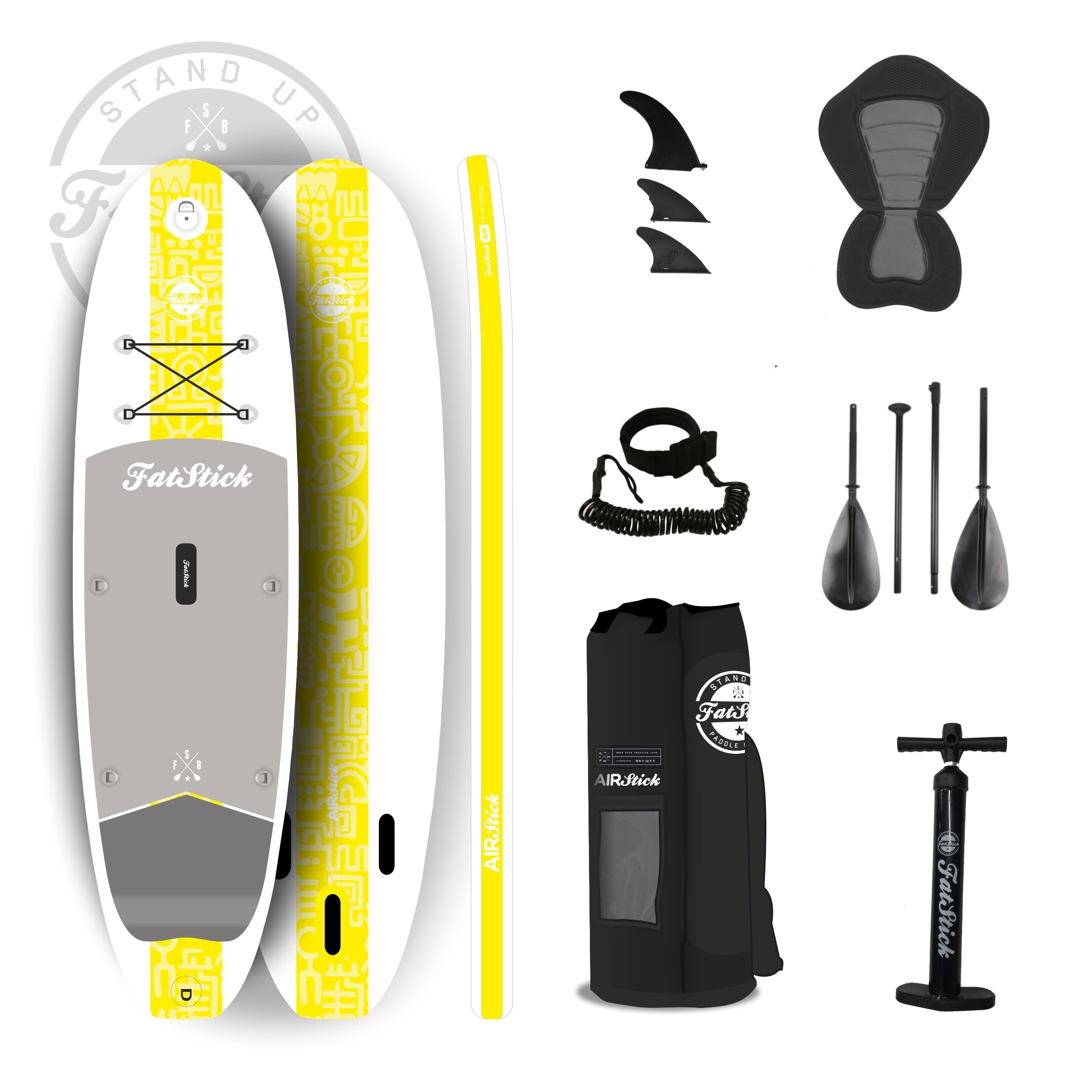 FatStick AirStick 10'6 Inflatable Paddle Board & Kayak Hybrid with Seat