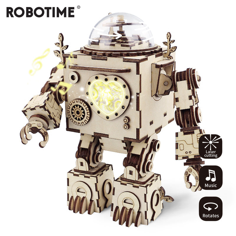 Rokr Robot Orpheus 3D Wooden Puzzle – Steampunk DIY Music Box Kit