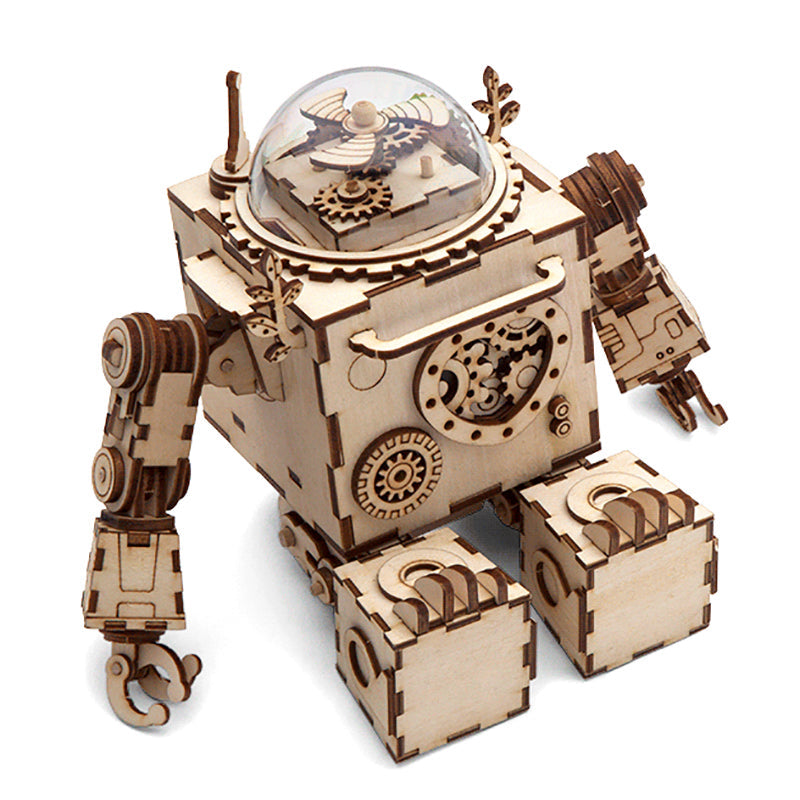 Rokr Robot Orpheus 3D Wooden Puzzle – Steampunk DIY Music Box Kit