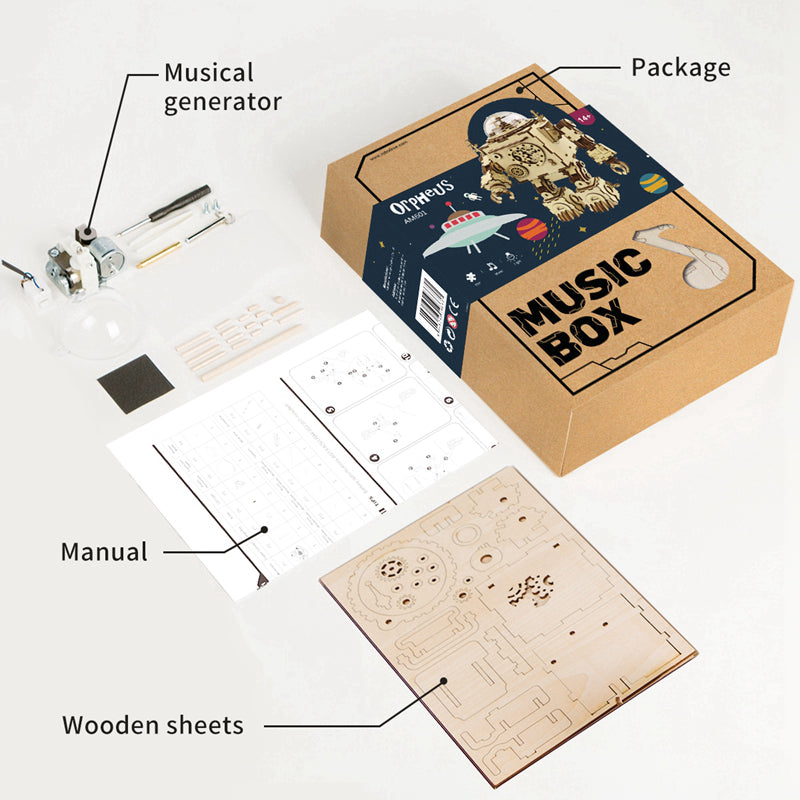 Rokr Robot Orpheus 3D Wooden Puzzle – Steampunk DIY Music Box Kit