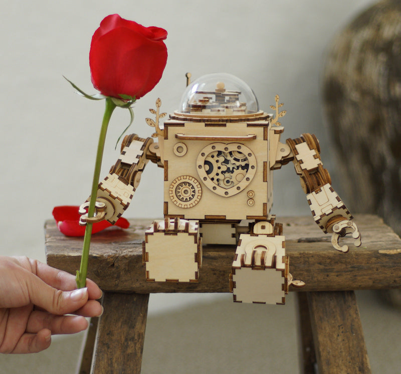 Rokr Robot Orpheus 3D Wooden Puzzle – Steampunk DIY Music Box Kit