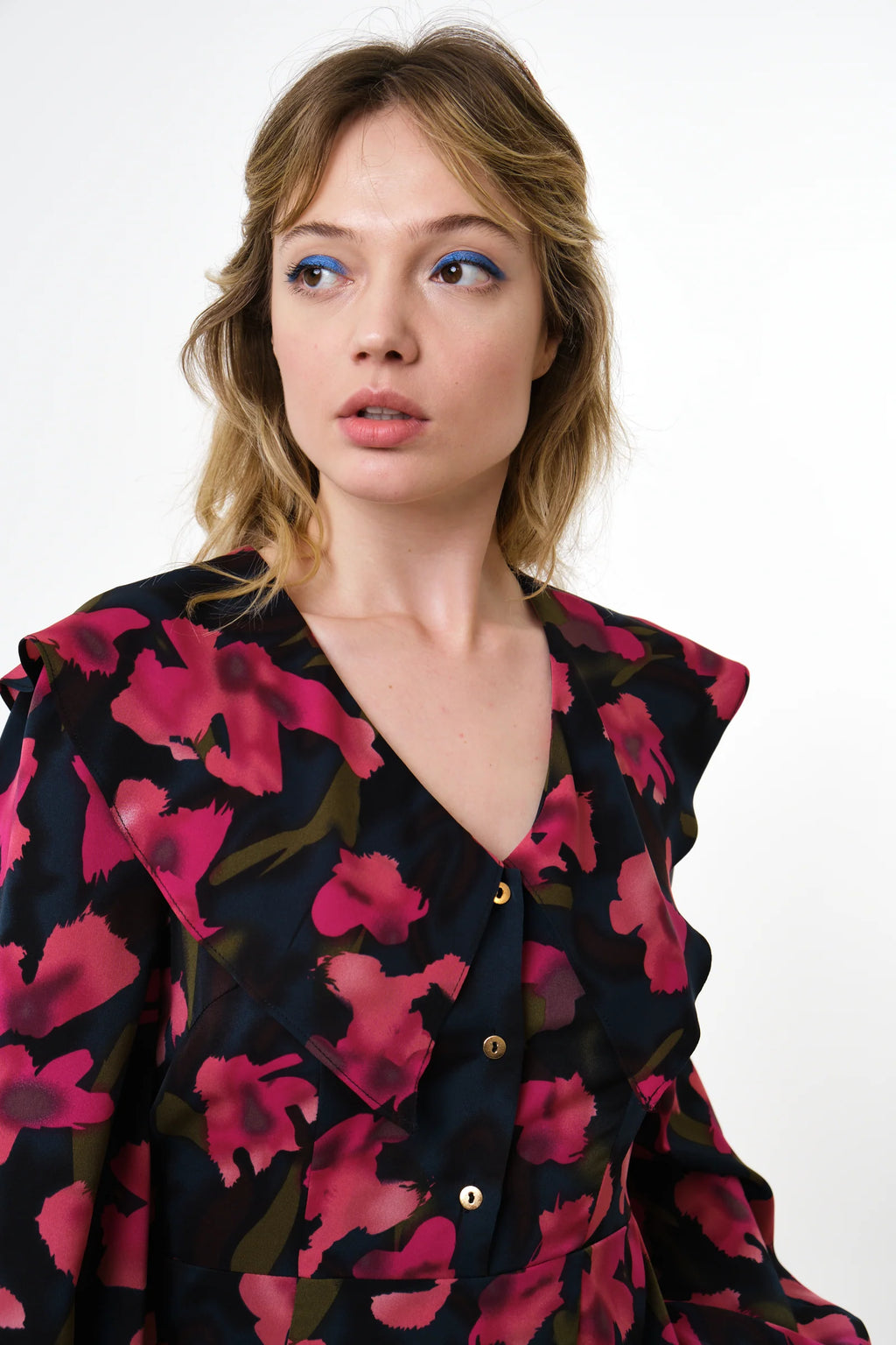 Amada Watermark Floral Print Long Sleeve Midaxi Dress